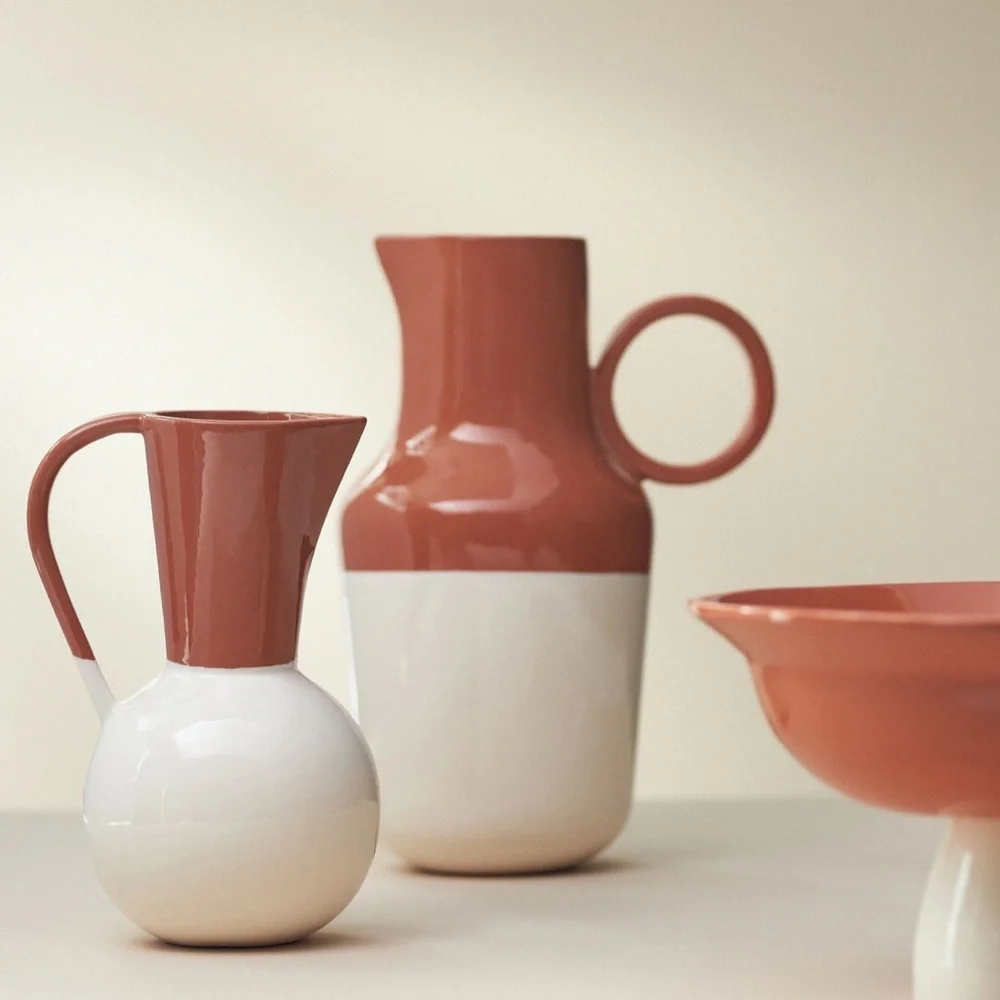 Anthro Amaya Pitcher / Vase NWT Portuguese Pottery -Beautifully Glazed Neutral